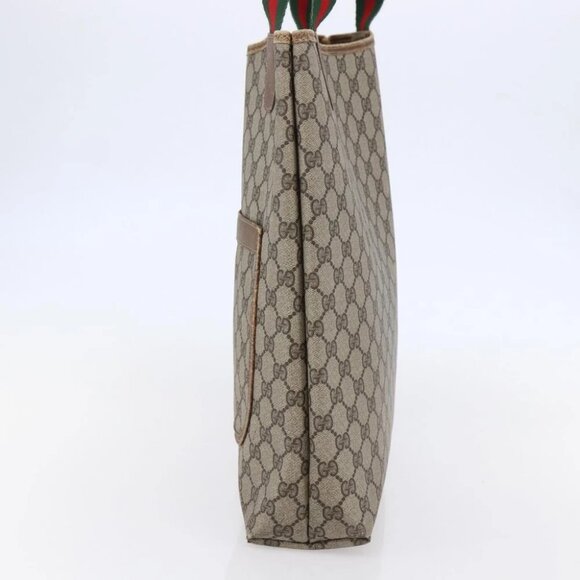 GUCCI GG Supreme Web Sherry Line Bag PVC Leather Beige - Picture 4 of 15